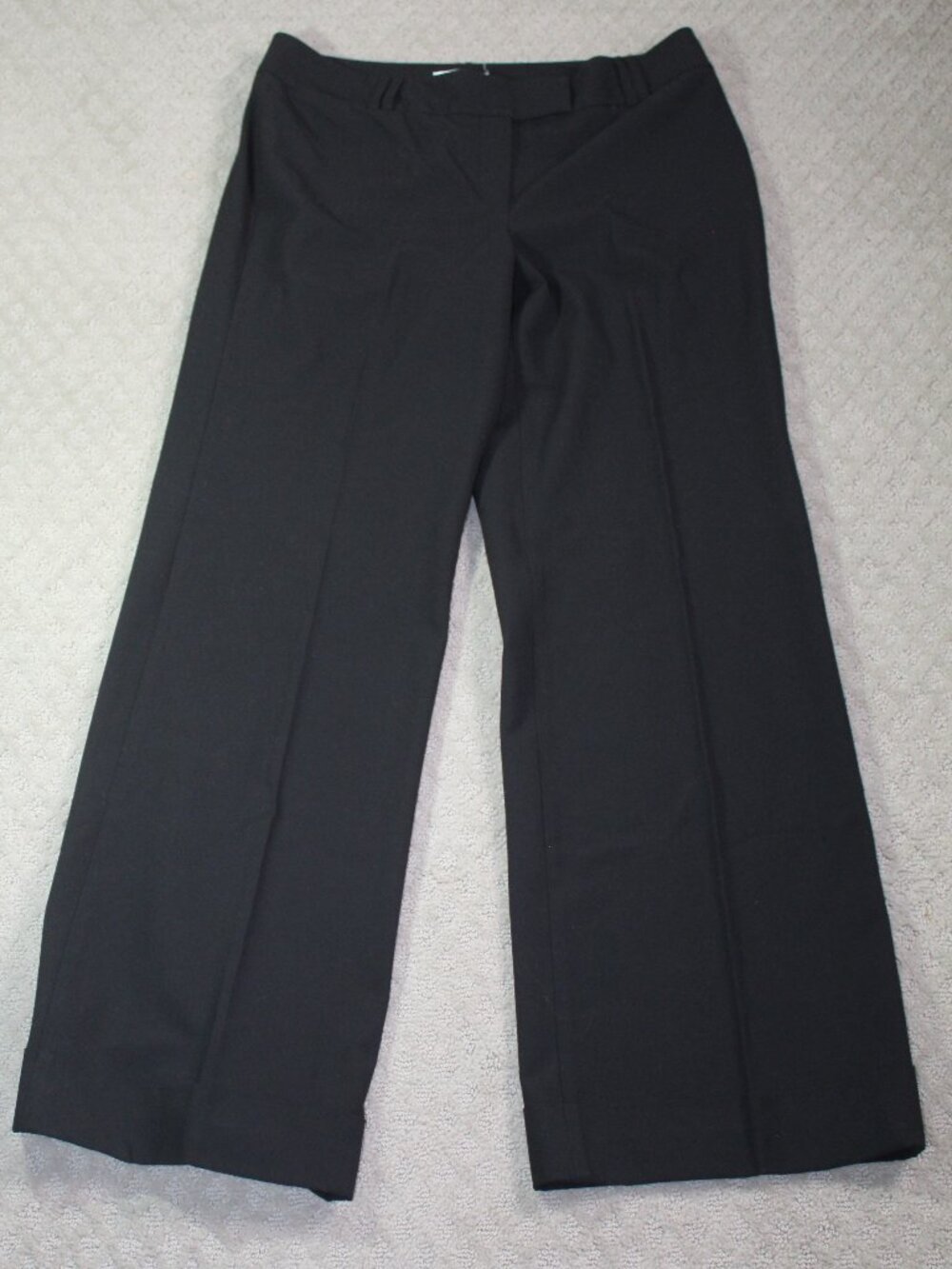 Talbots  Size 10 Black Stretch Flat Front Wide Leg Cuffed Trouser Pants